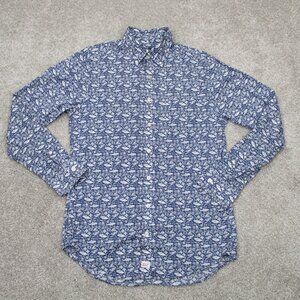 Vineyard Vines AOP Shirt Mens Small Blue Slim Fit Murray Fish Print All Over L/S